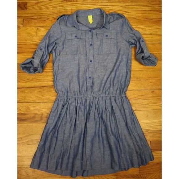 QMACK - GIRL'S BLUE SHIRT DRESS - SIZE L - NEW WITH TAGS - Picture 2 of 5